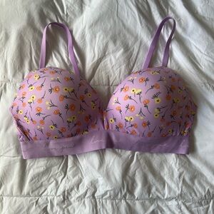 Victorias Secret Floral Push-Up Bra - Lavender with Orange & Yellow Flowers